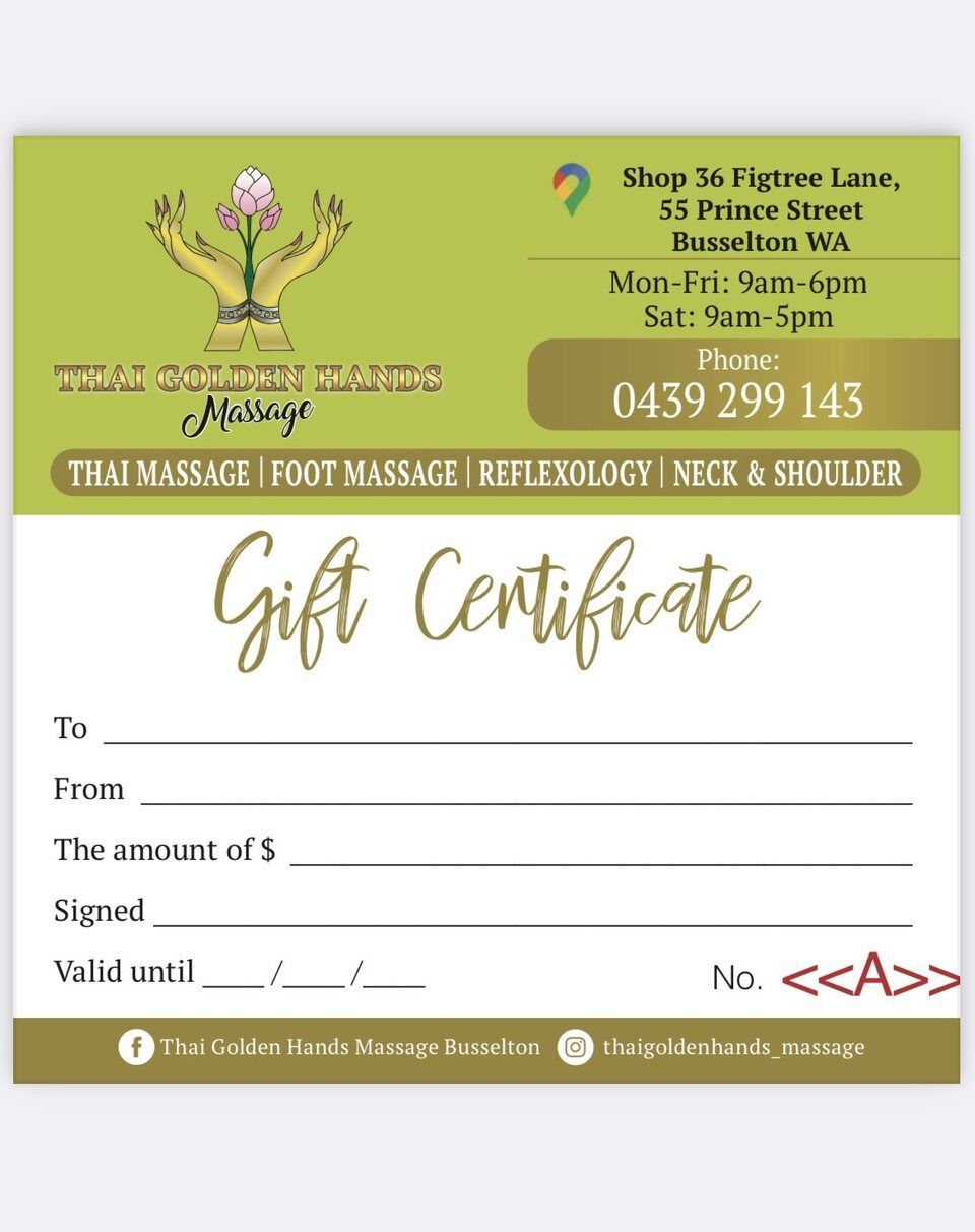 Thai Golden Hands gift certificate