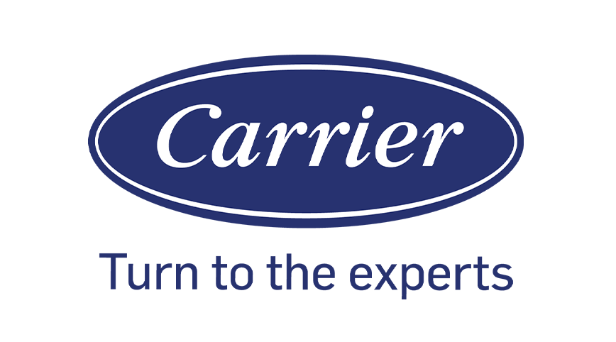 Carrier logo in an oval shape with the tagline 