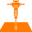 An orange icon of a drill with a diamond in it