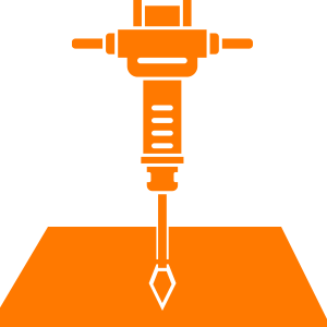 An orange icon of a drill with a diamond in it