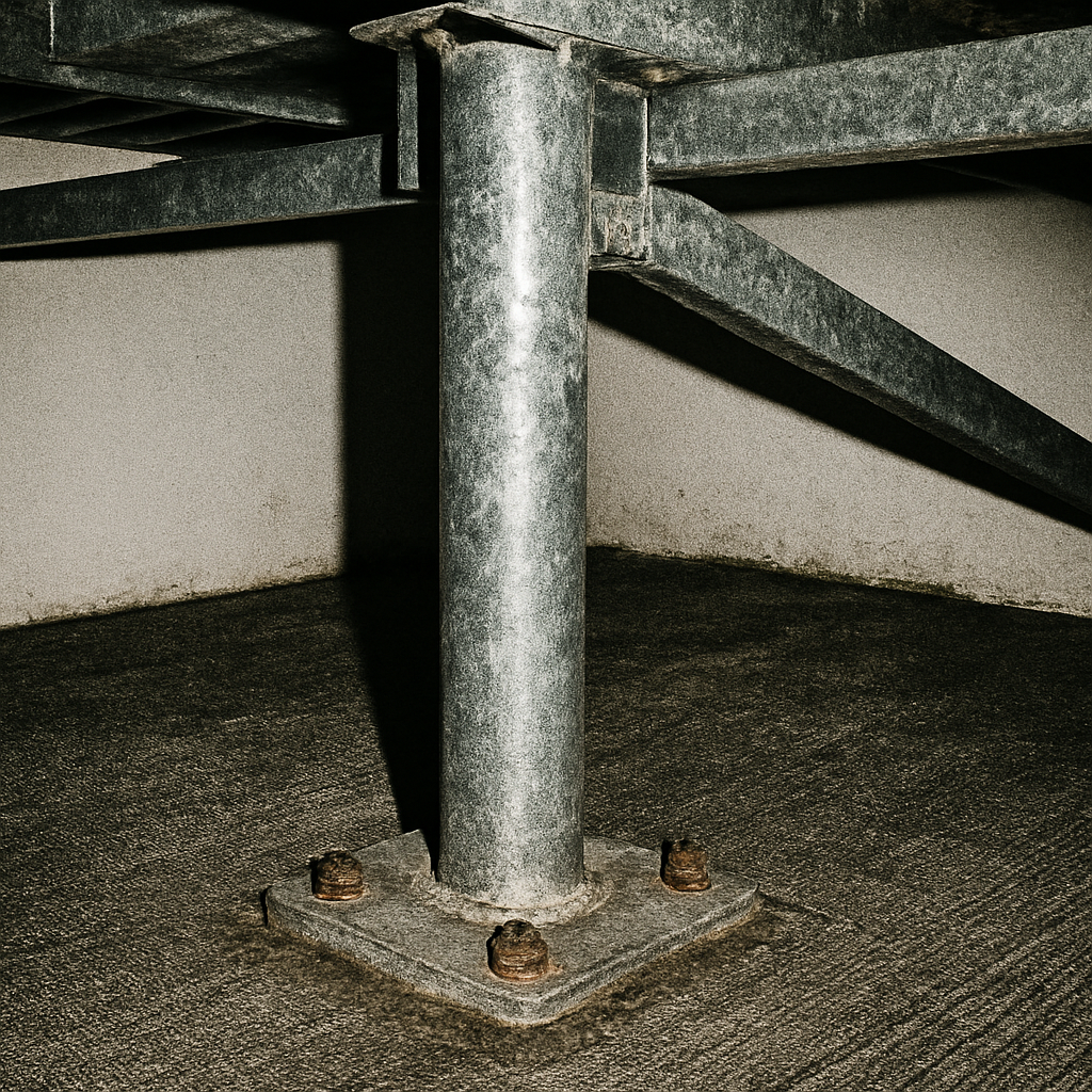 A concrete driveway with a texan logo on it