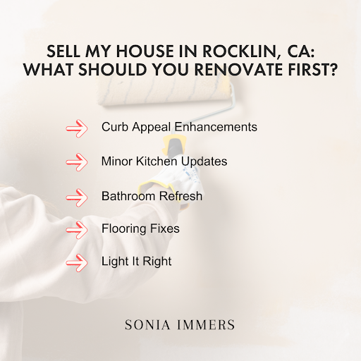 Checklist of top renovations to make before selling, with tips like kitchen updates and curb appeal from Sonia Immers.