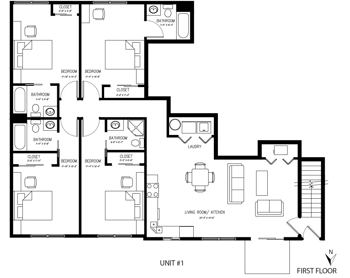 A black and white floor plan of a house.