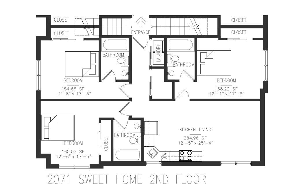 A black and white floor plan of a house