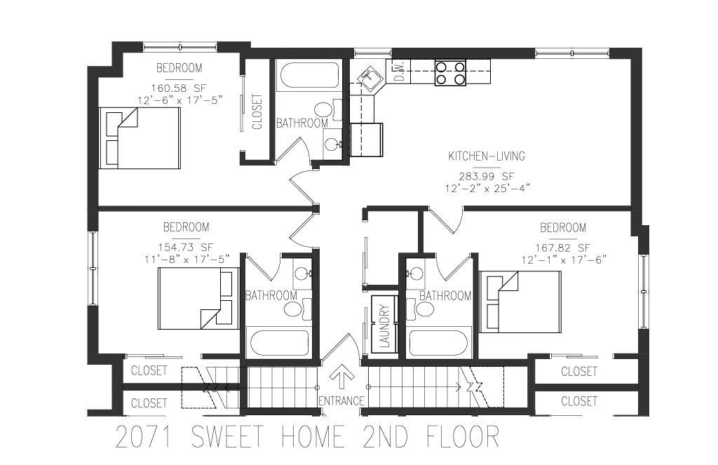 A black and white floor plan of a house