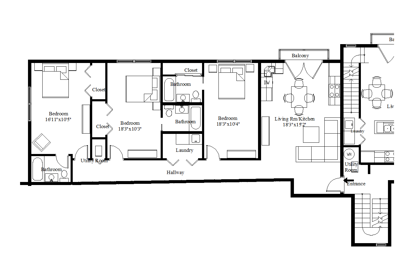 A black and white floor plan of a house.