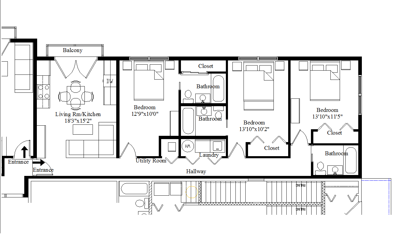 A black and white floor plan of a house.