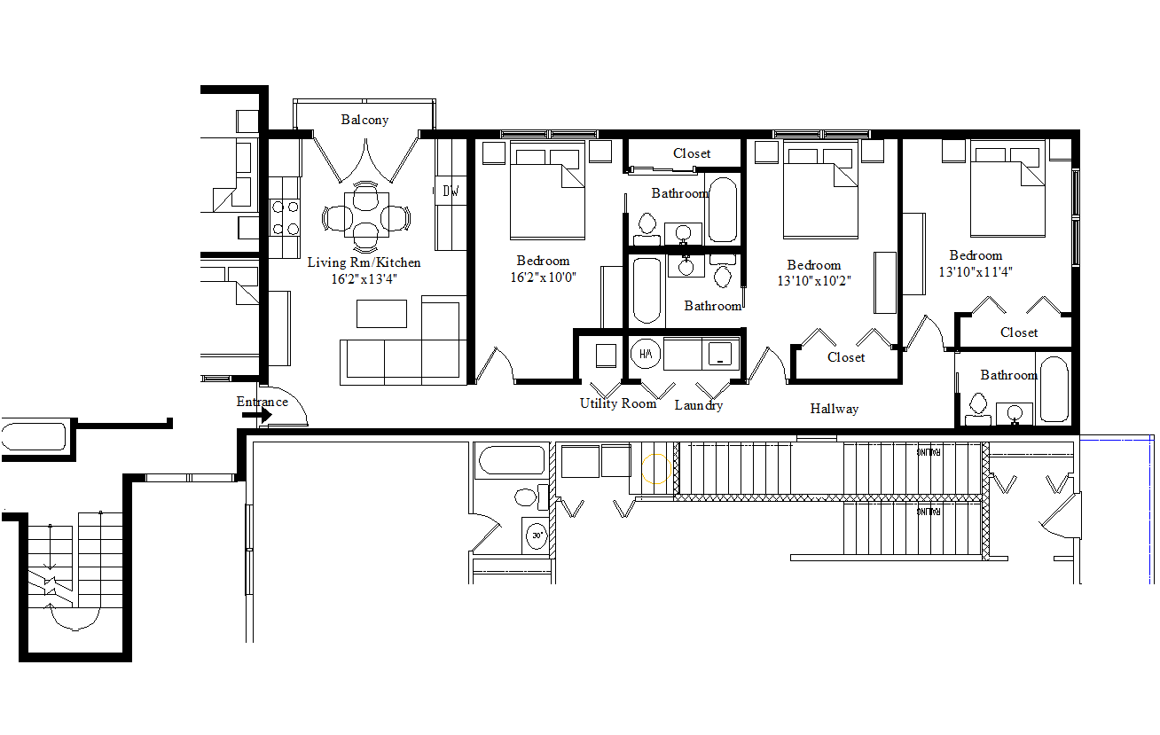 A black and white floor plan of a house.