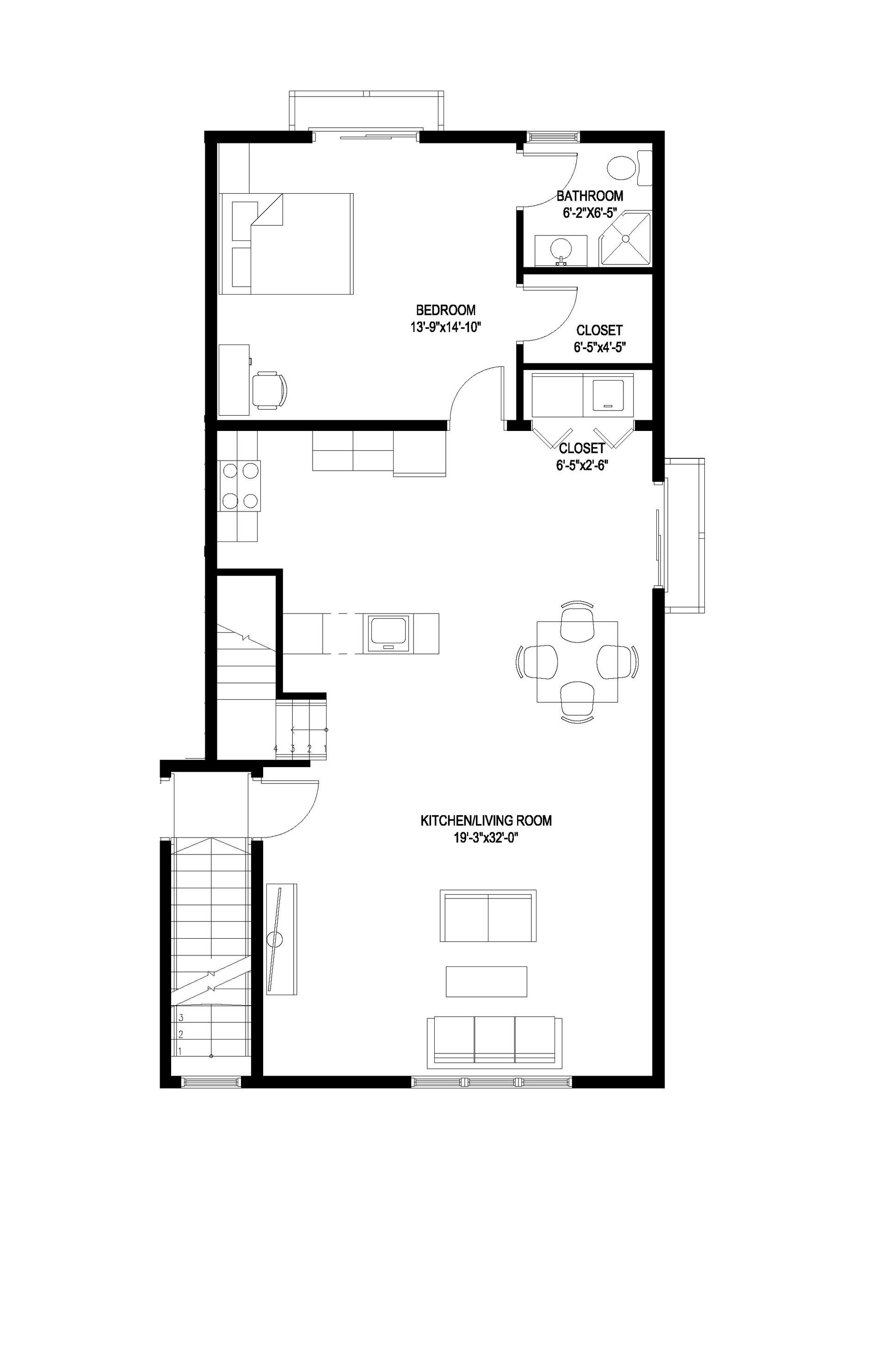 A black and white floor plan of a house.