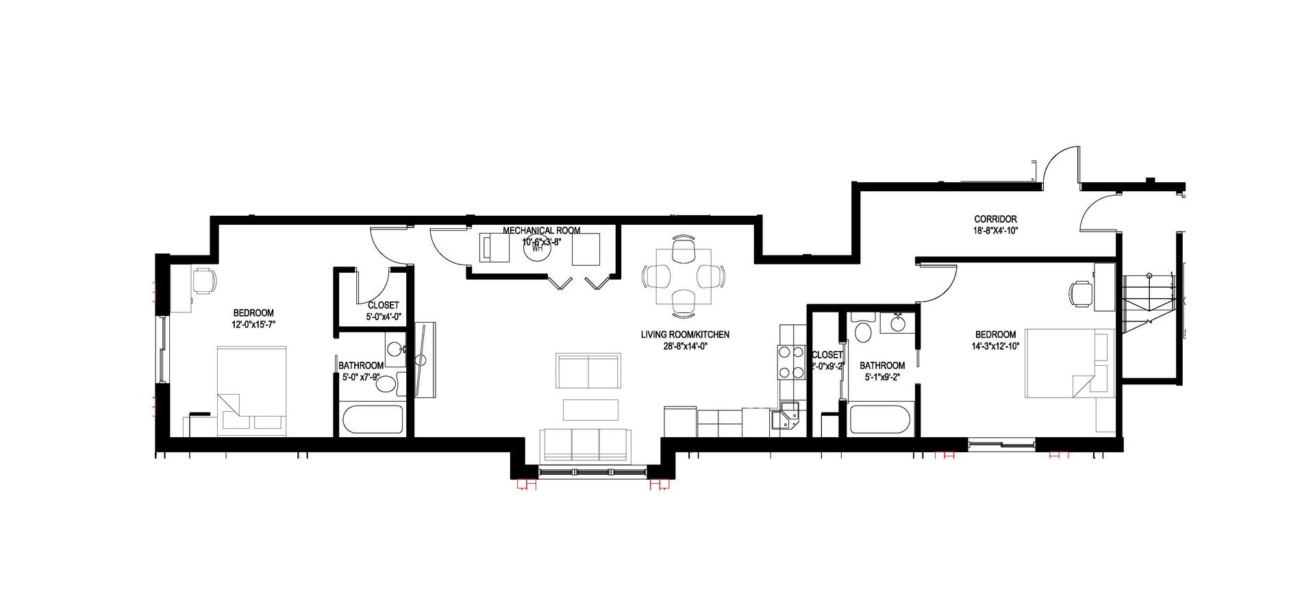 A black and white floor plan of a house.