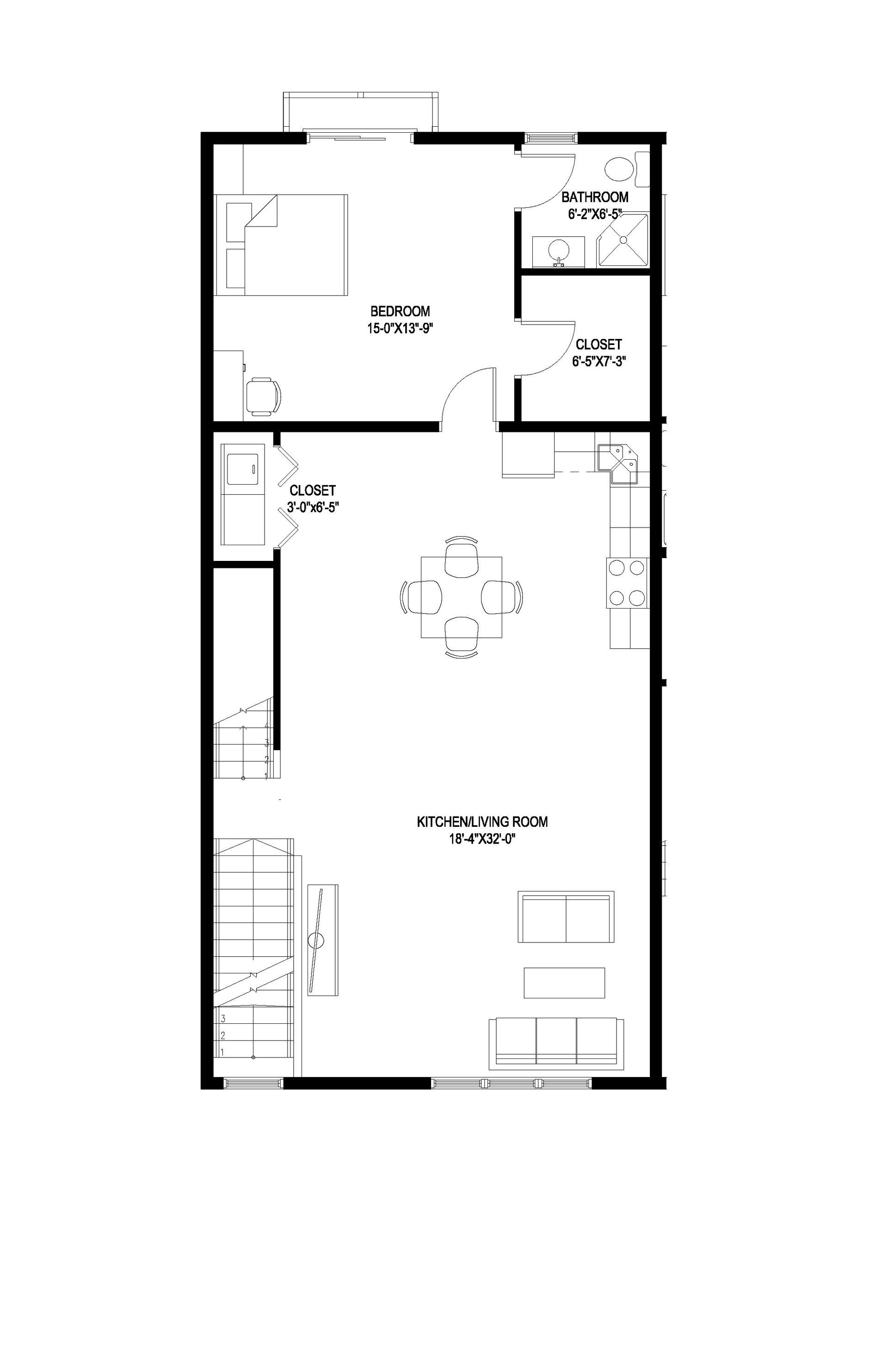 A black and white floor plan of a house on a white background.