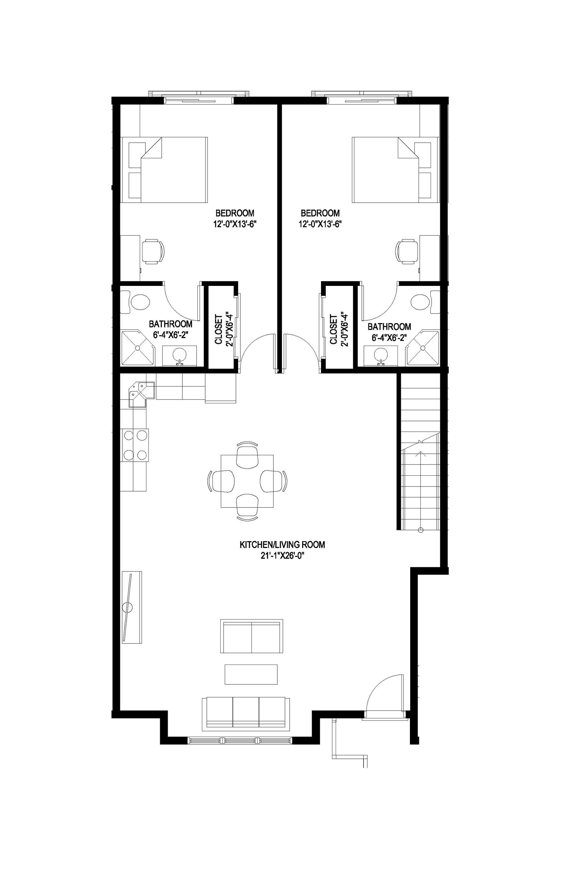 A black and white floor plan of a house.