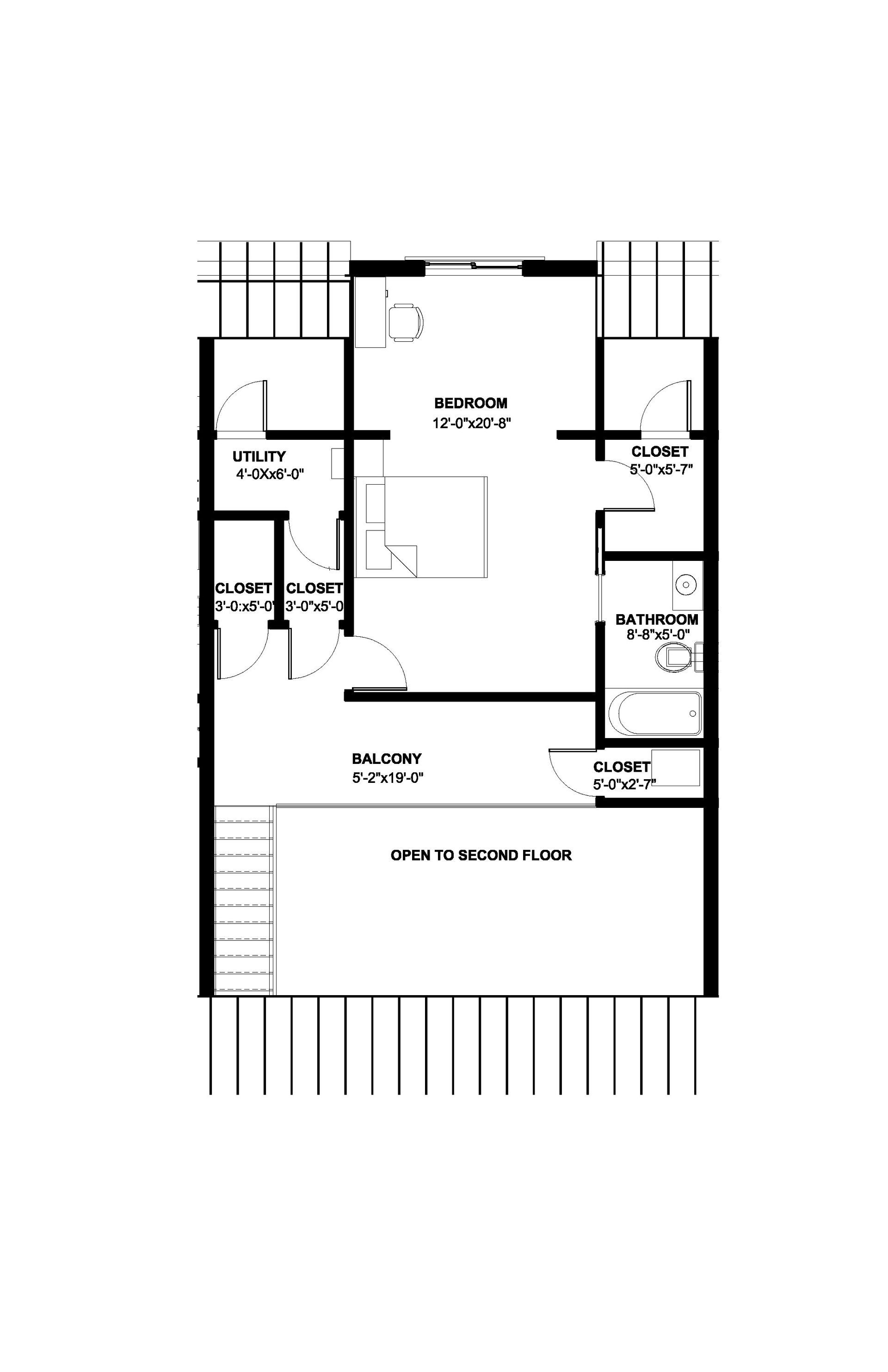 A black and white floor plan of a house on a white background.