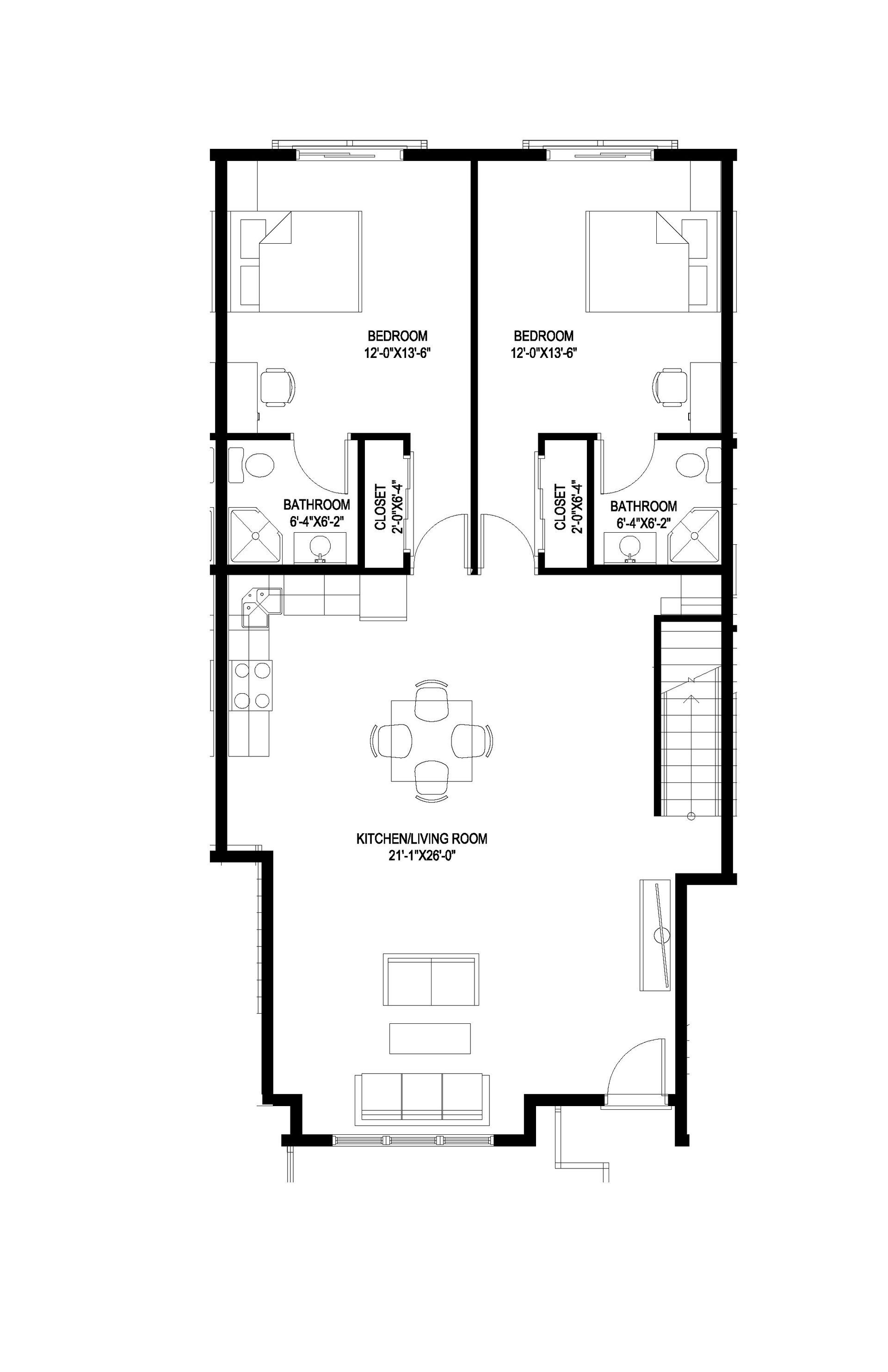 A black and white floor plan of a house.