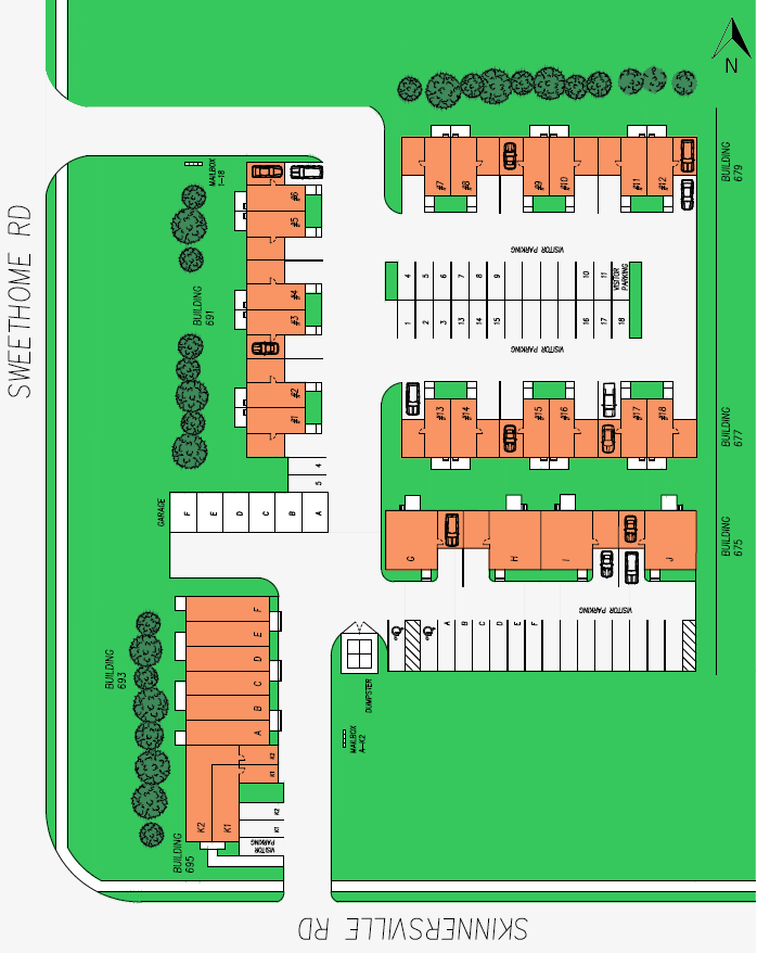 An aerial view of a residential area on sweethome road