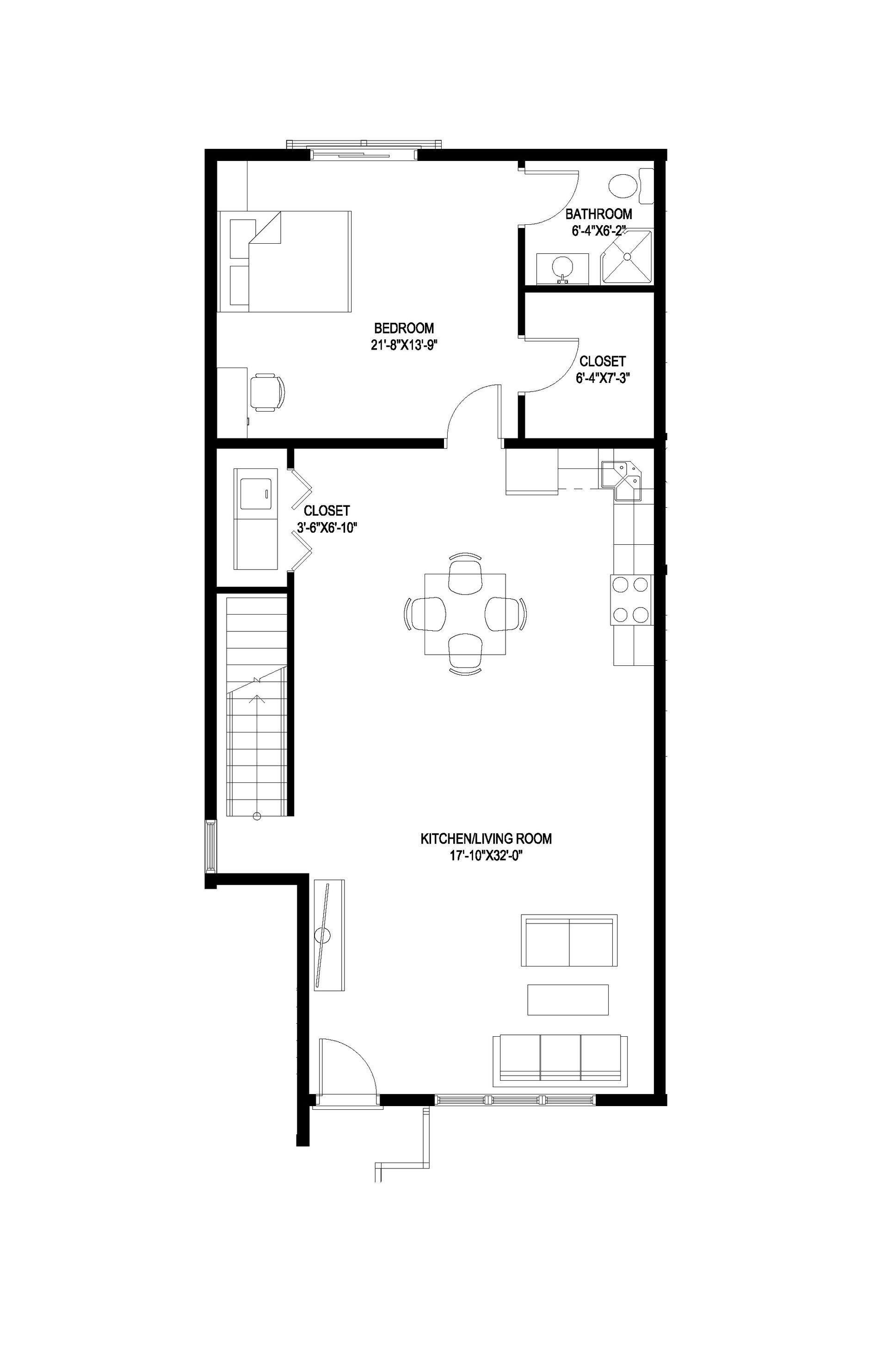 A black and white floor plan of a house on a white background.