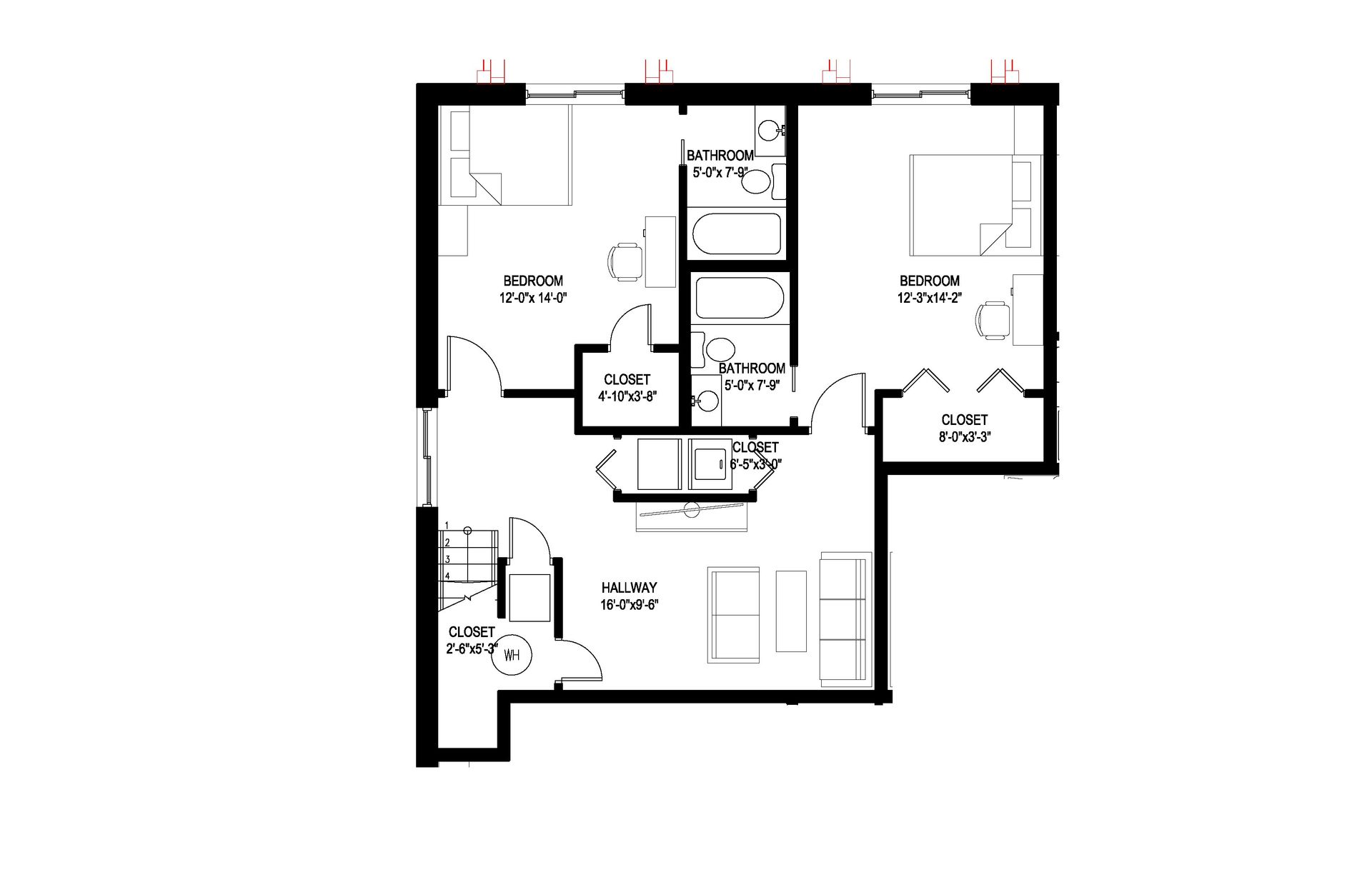 A black and white floor plan of a house.