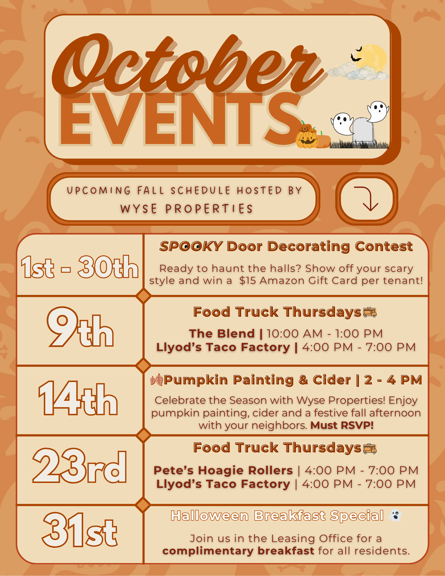 Upcoming Fall Events Schedule Hosted by Wyse Properties
