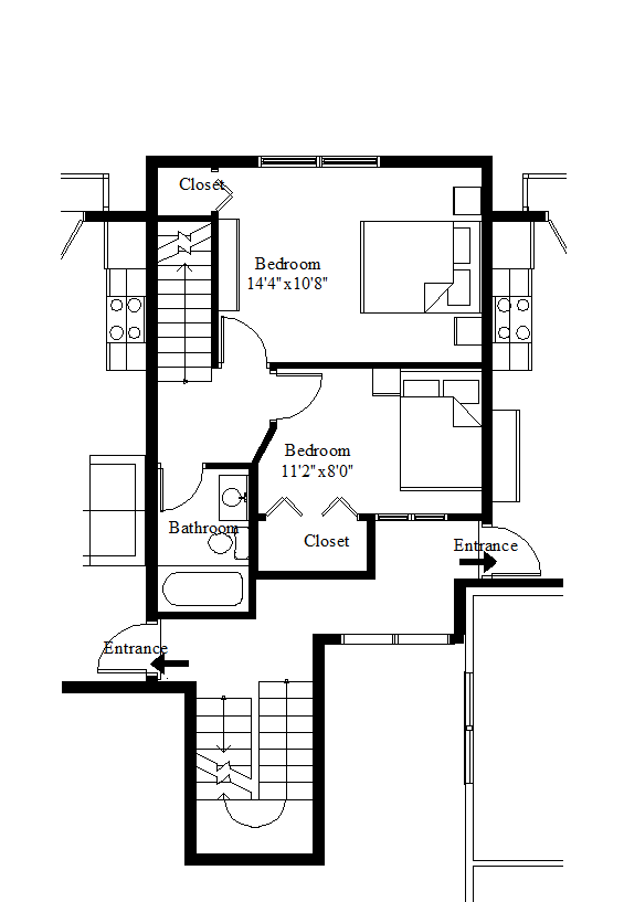 A black and white floor plan of a house.
