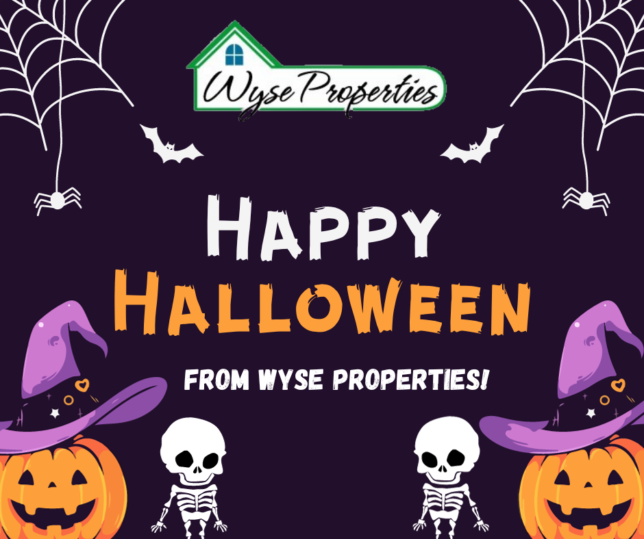 A poster that says happy halloween from wyse properties