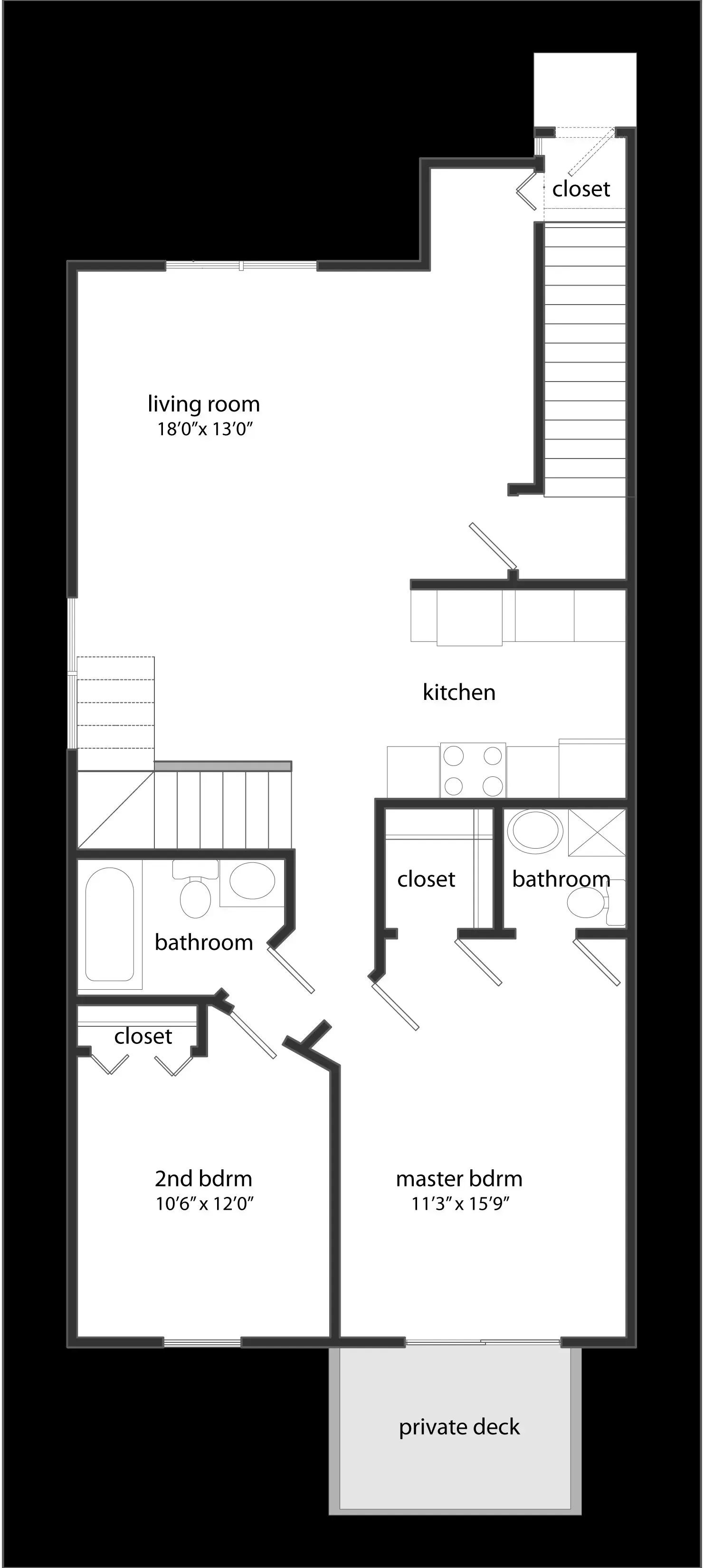 A black and white floor plan of a house.