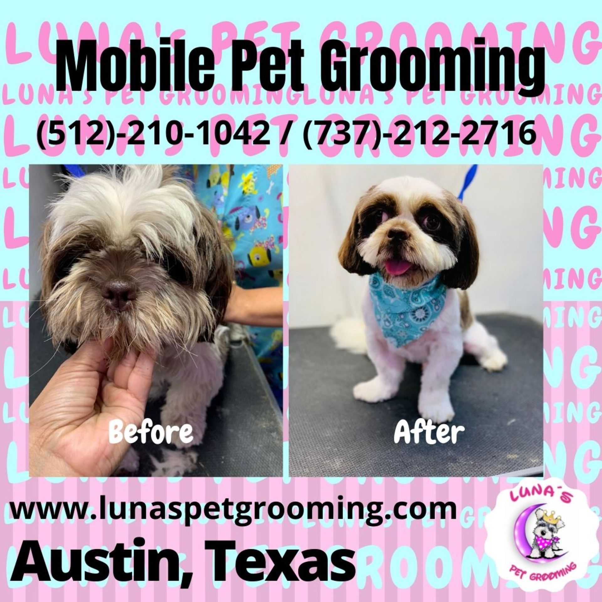 An ad for mobile pet grooming in austin texas
