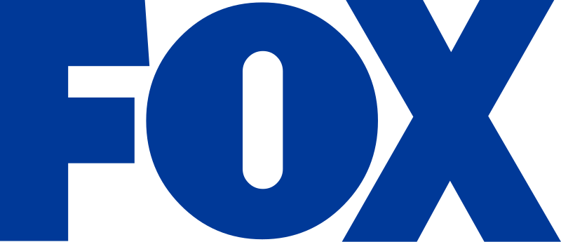 A blue fox logo on a white background