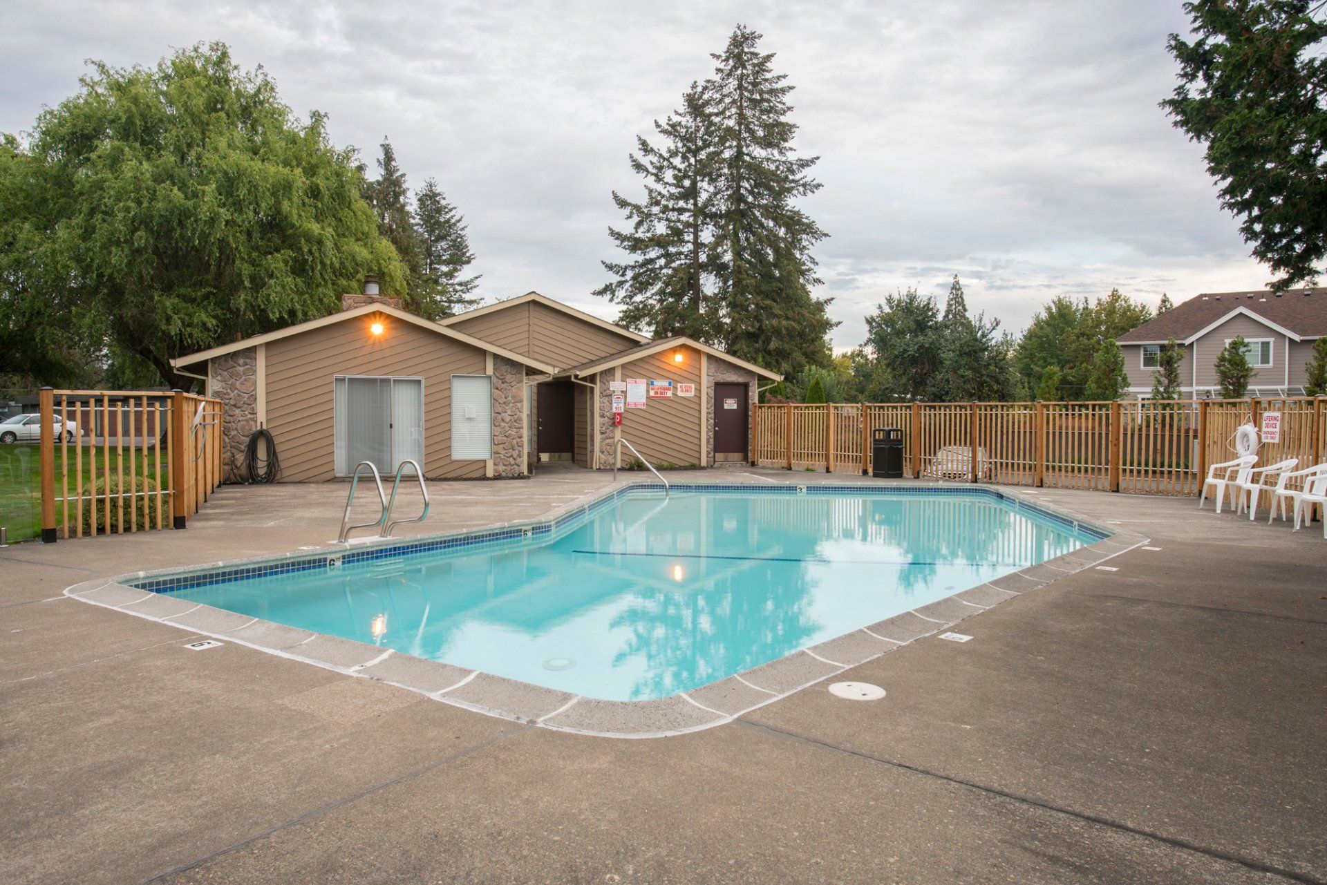 Exterior of community pool with communal areas