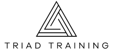 Logo for Triad Training, featuring a triangle design and the company's name.