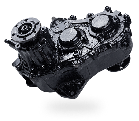Black transfer case, possibly for a vehicle's four-wheel-drive system. | Halton Auto Service