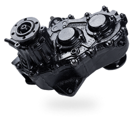 Black transfer case, possibly for a vehicle's four-wheel-drive system. | Halton Auto Service