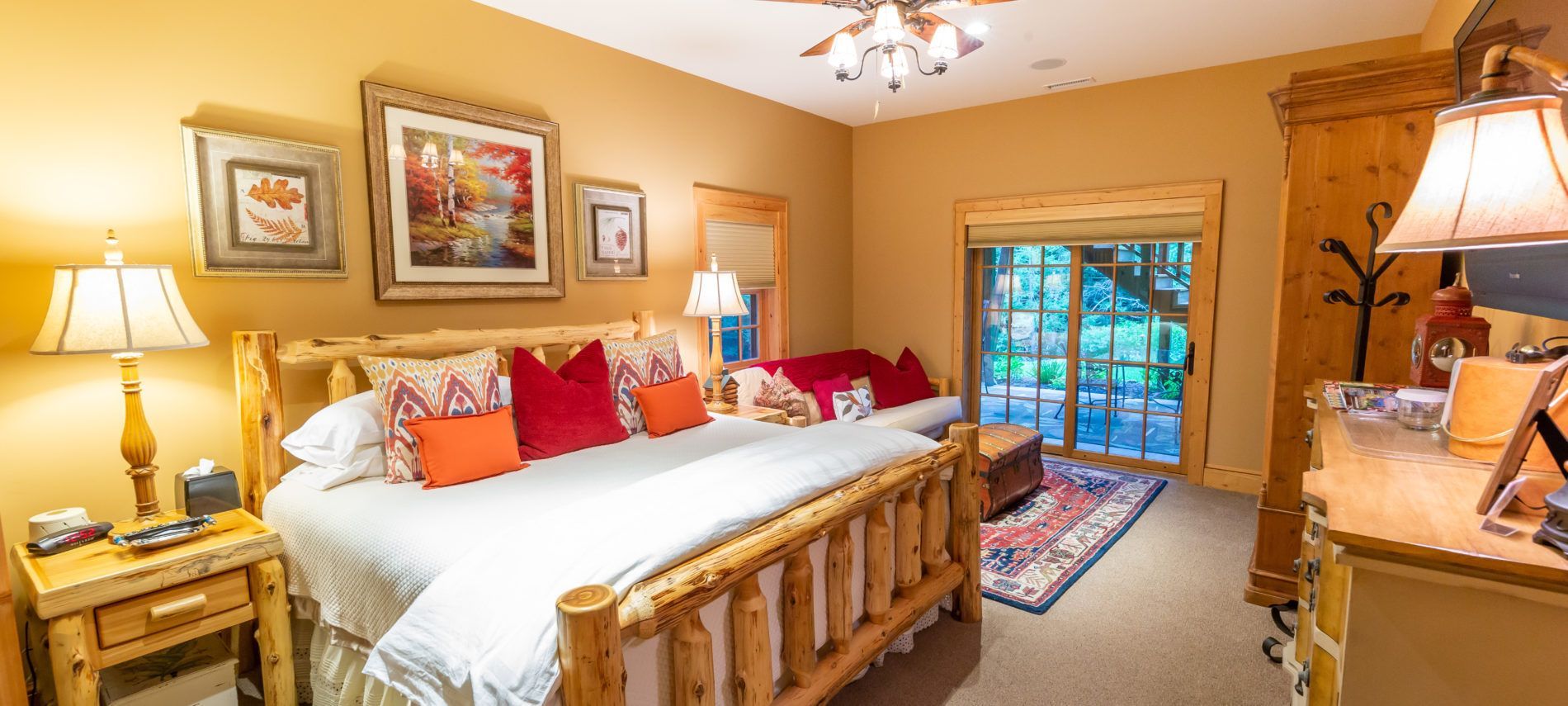 There is a large bed in the middle of the room.
