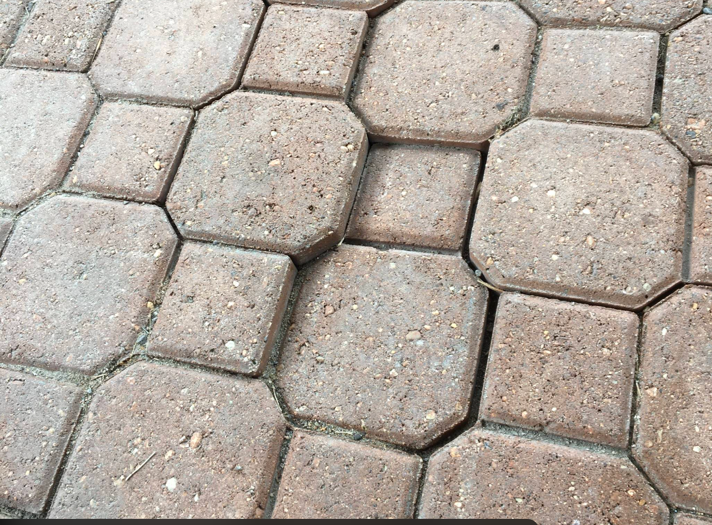 Cracked patio and uneven pavers showing early signs of landscape damage that can lead to costly repa