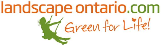 Landscape Ontario logo with green silhouette of person on swing and orange text