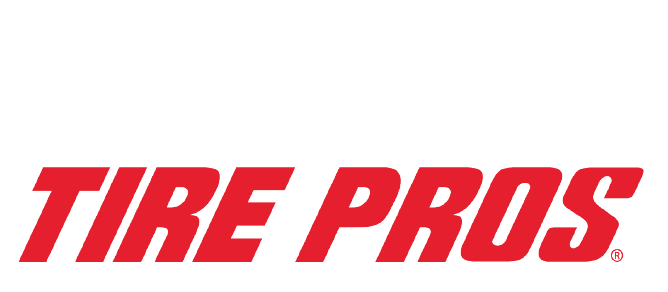 a red tire pros logo on a white background