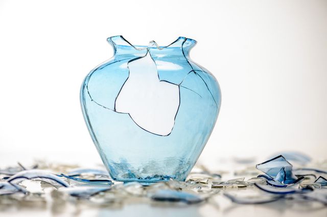 shattered glass vase