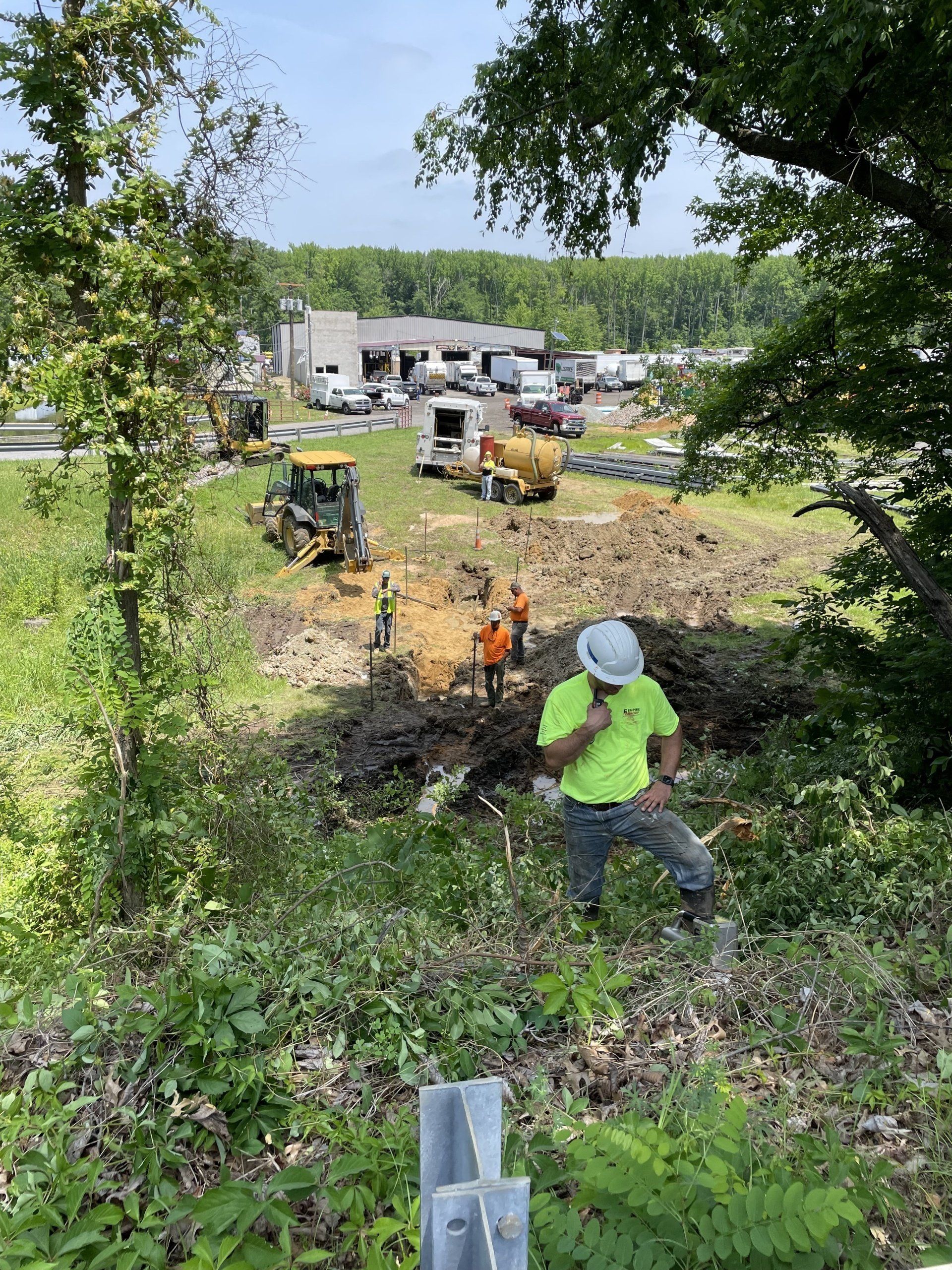 Installing a force main at a repair shop in New Jersey.