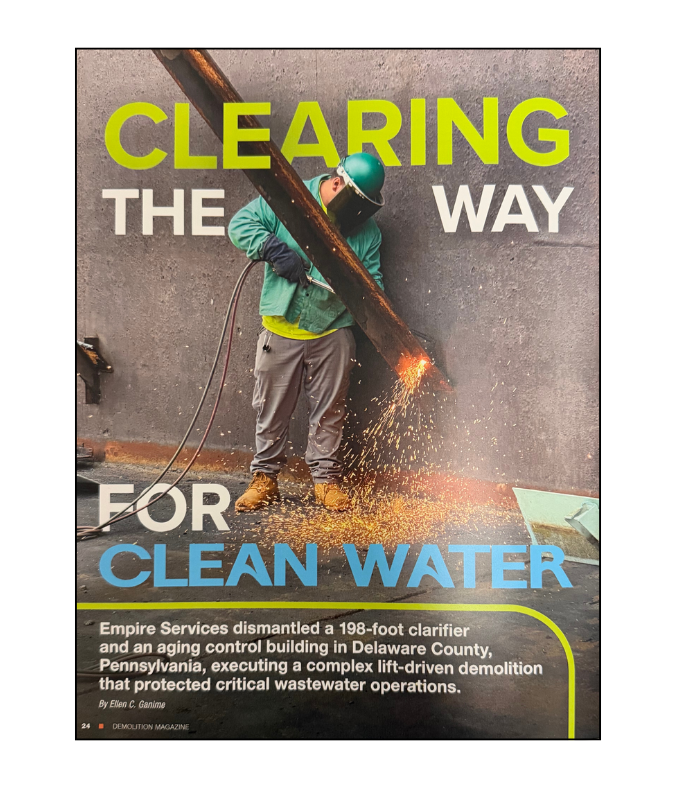 Demolition Magazine Empire Services article on Delcora Clarifier demolition.