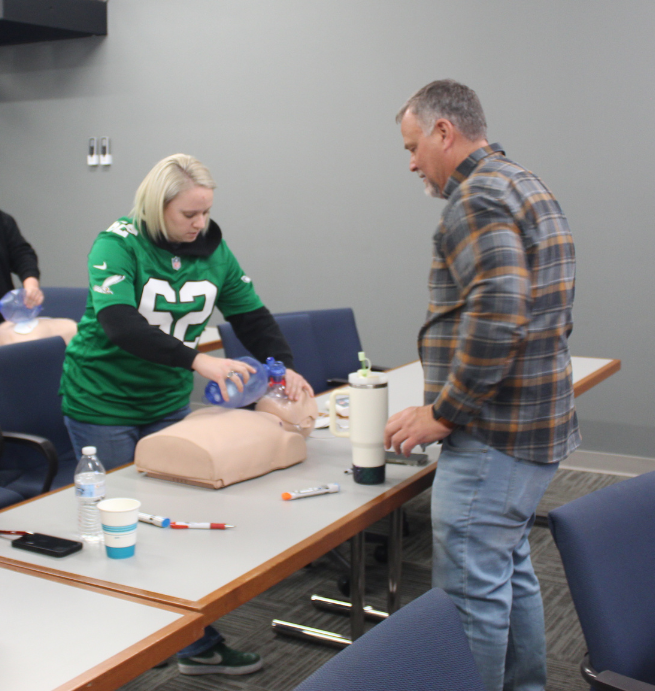 Ed Clemas instructing Elk Environmental Services employees CPR training.