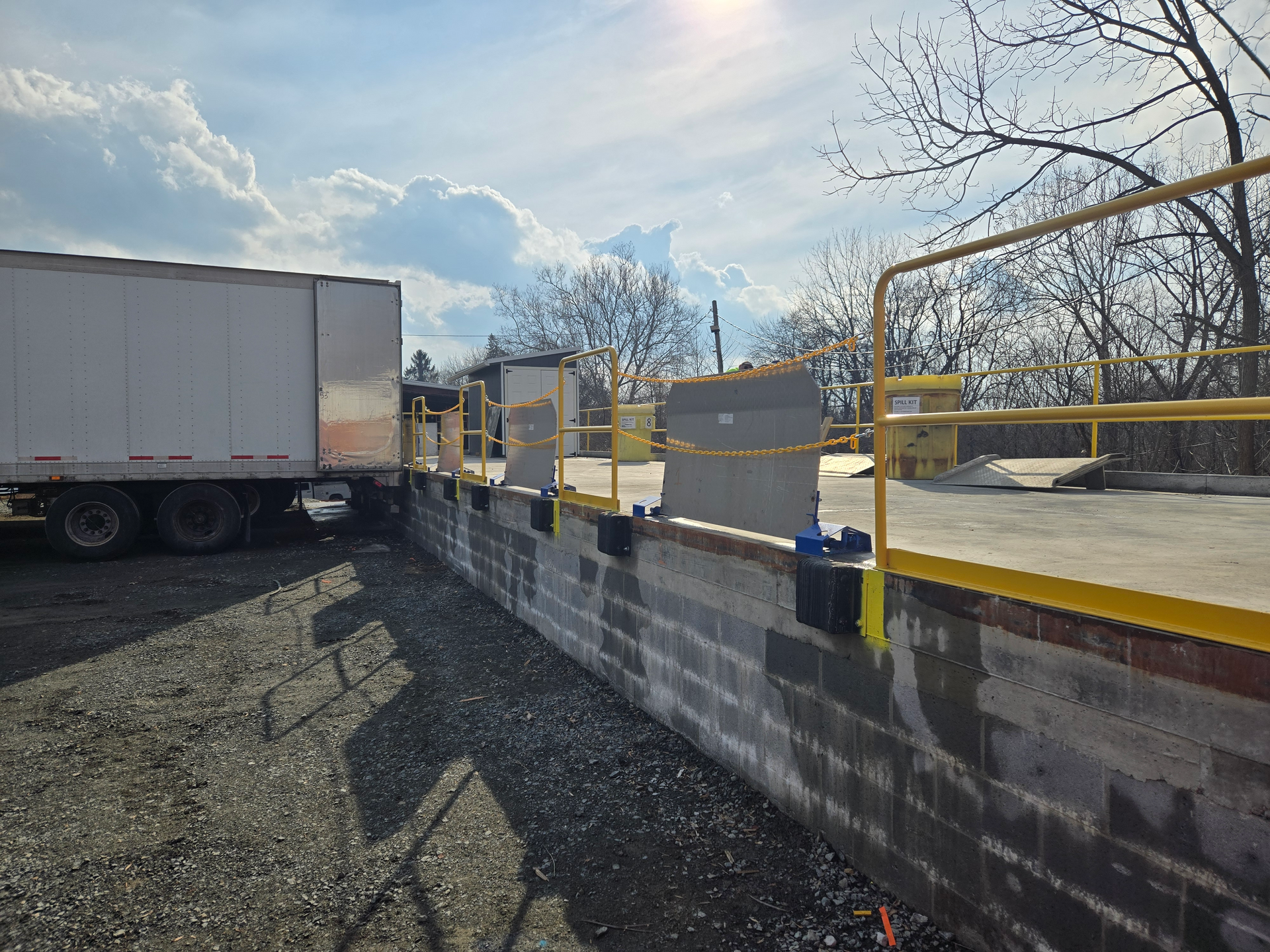 Looking up at the new loading dock at Elk's 10-day waste storage facility.