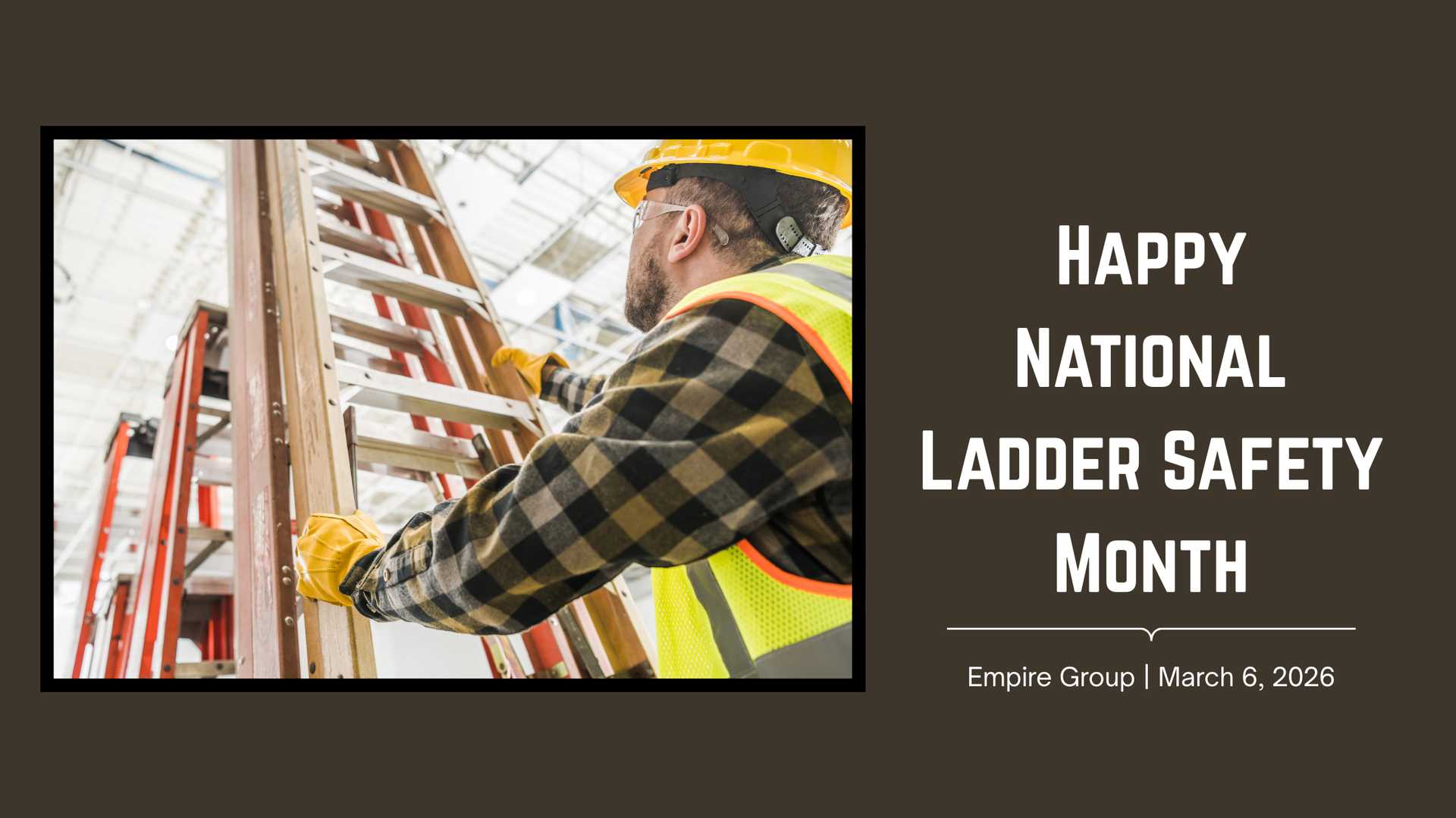 An employee is about to climb a ladder using the latest safety practices.