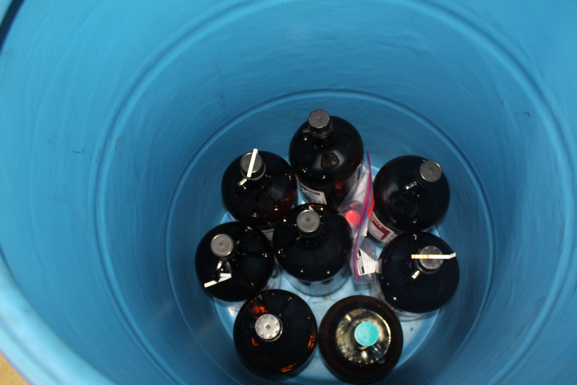 Starting to package the chemicals. 