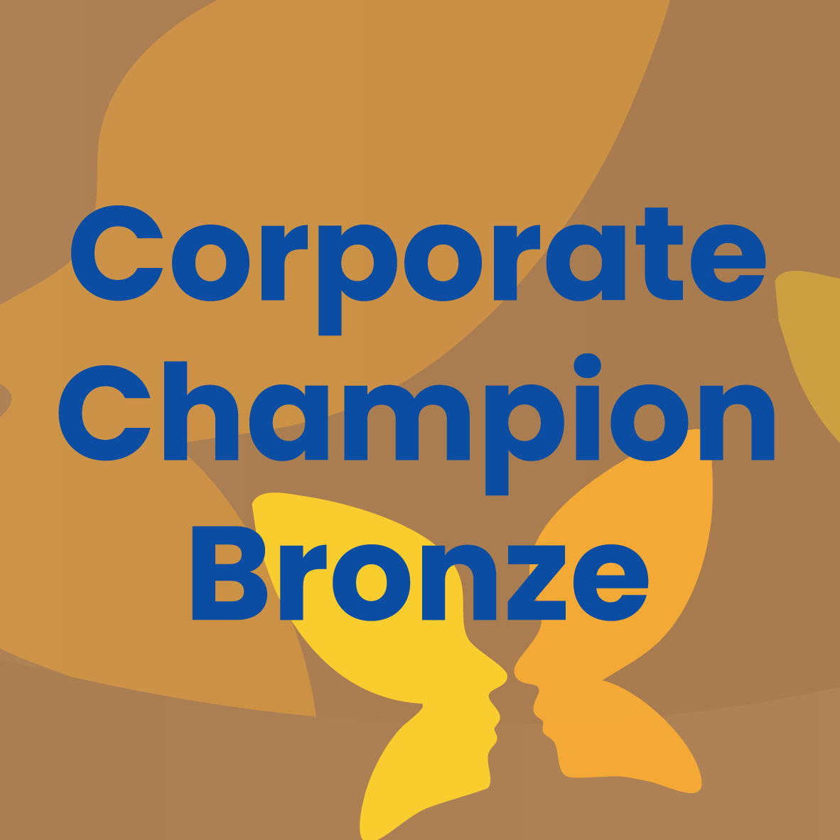 Blue text on a brown and gold background says 