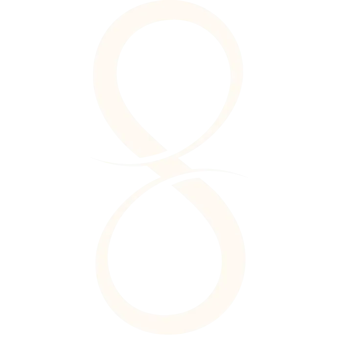Light beige infinity symbol on a white background.