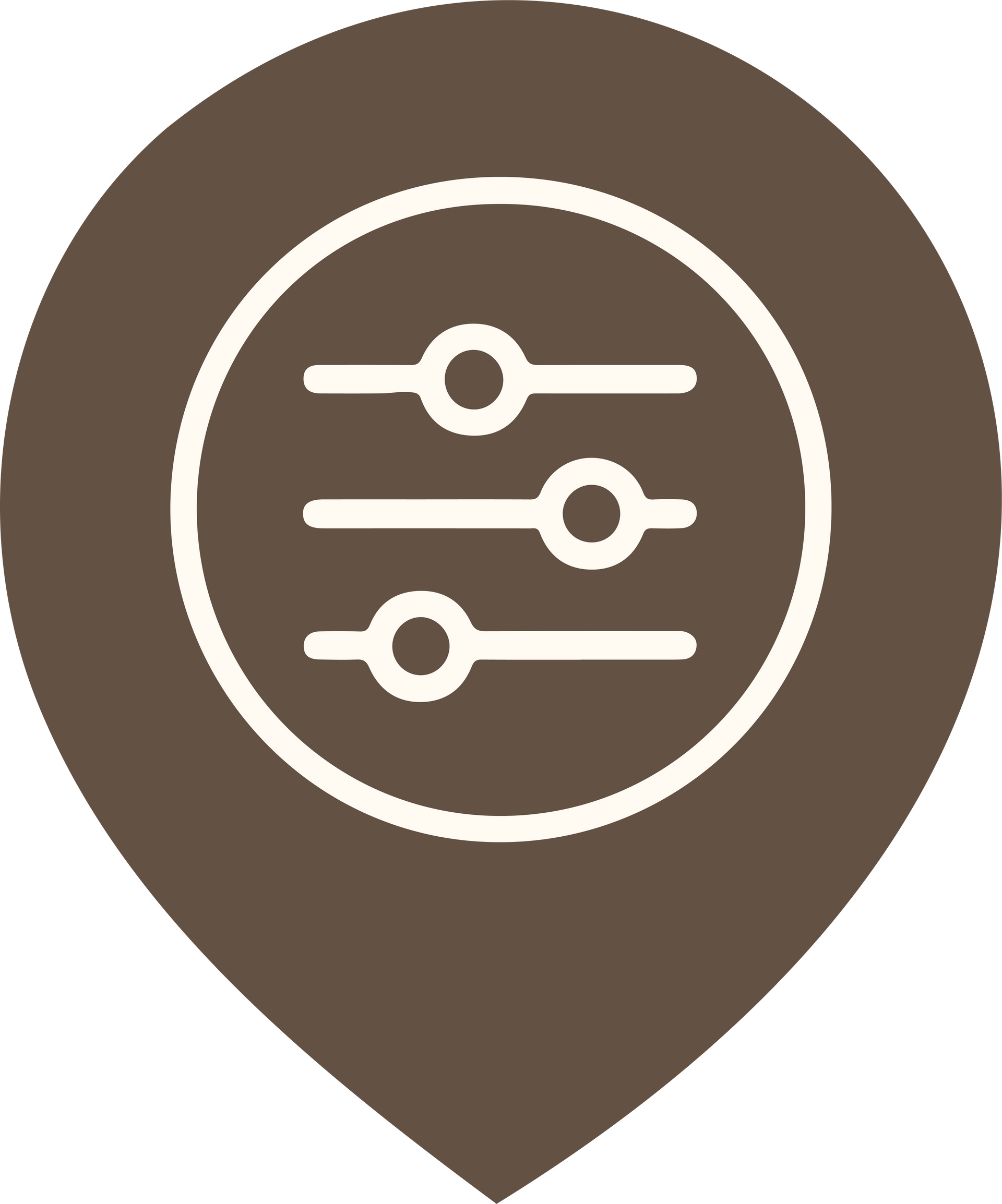 settings icon inside a brown half infinity shape.