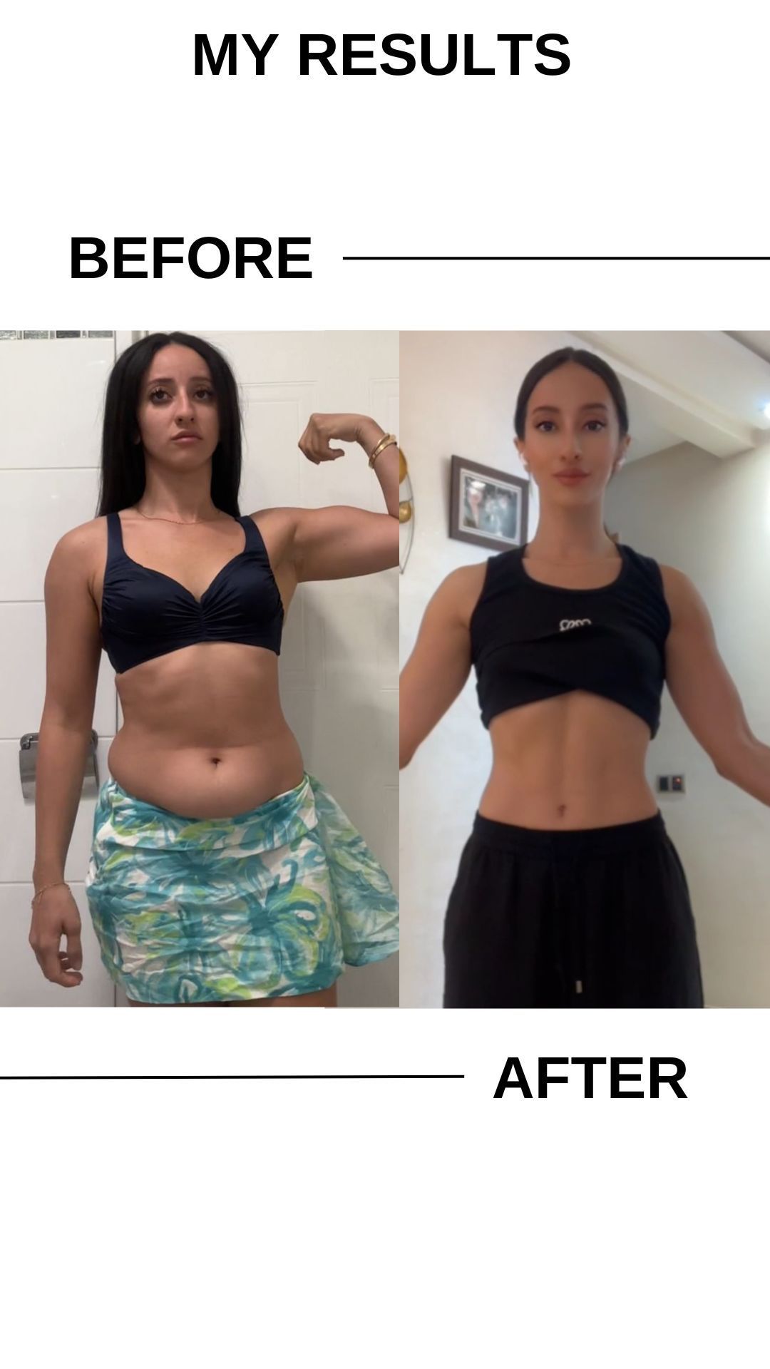 Before and after training with Leana.