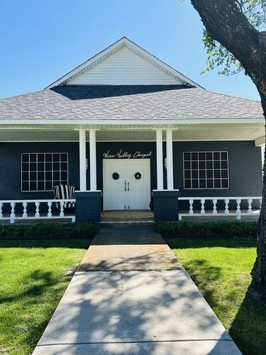 Exterior of a dark gray building, 