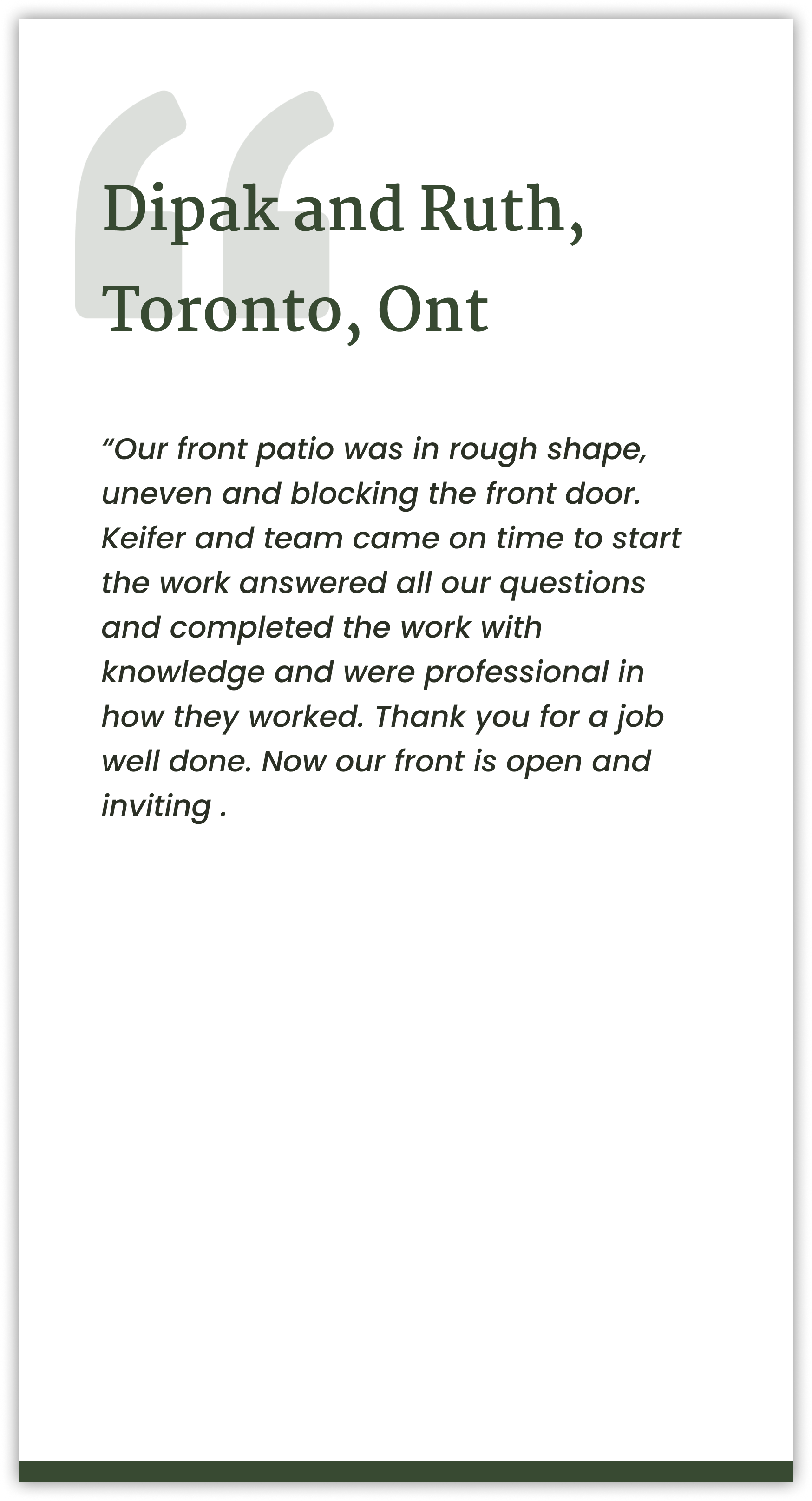 A quote from dipak and ruth , toronto , ont