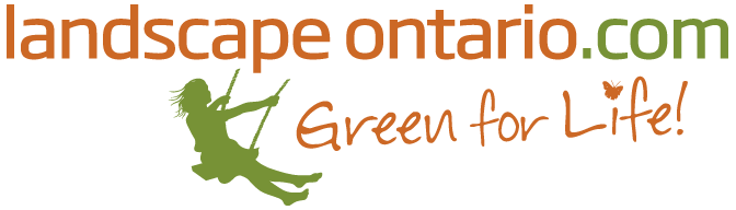 The logo for landscape ontario.com is green for life