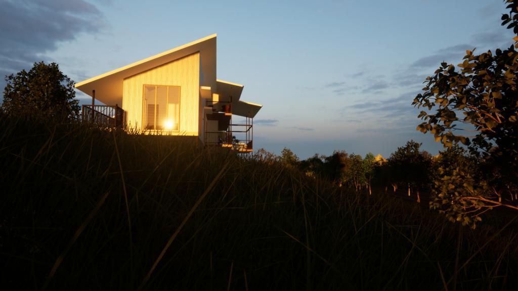 A House is Lit Up in the Middle of a Field — Drawing Works In Townsville City, QLD